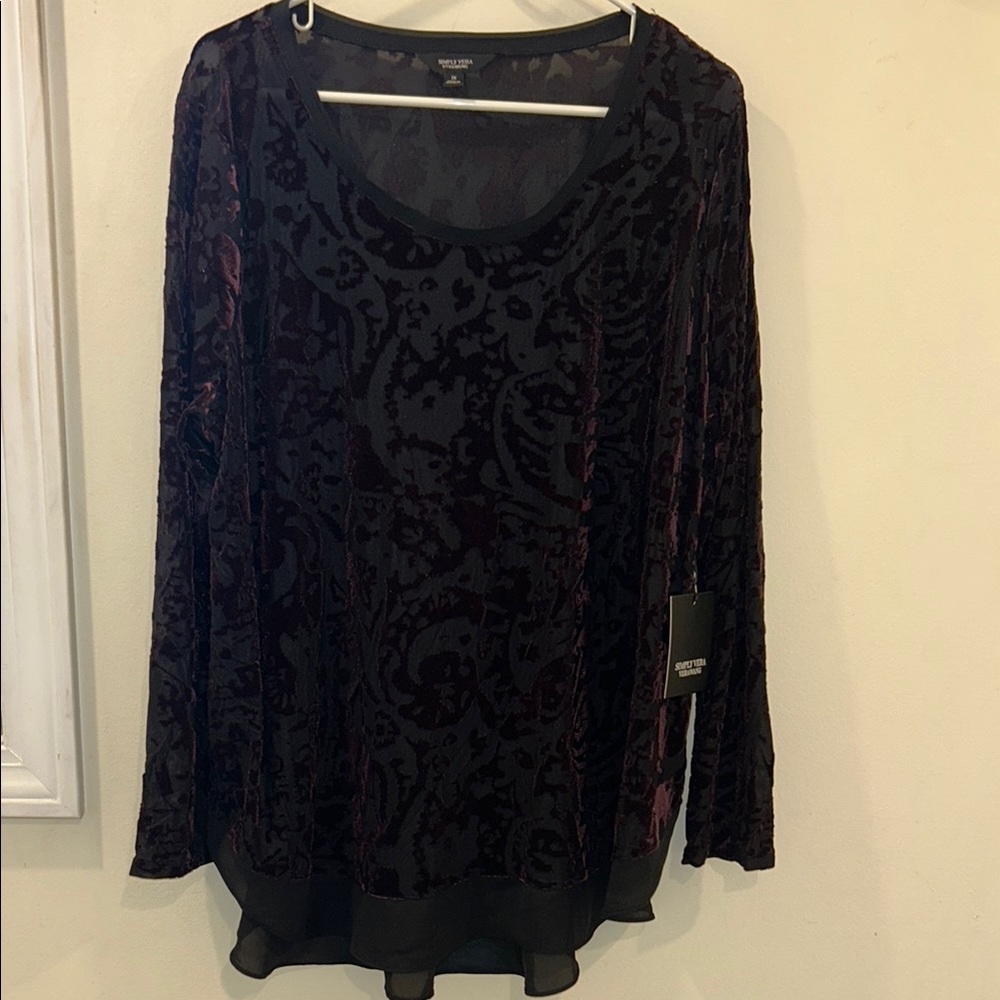 Velvet Black and Purple Women's Top 1X